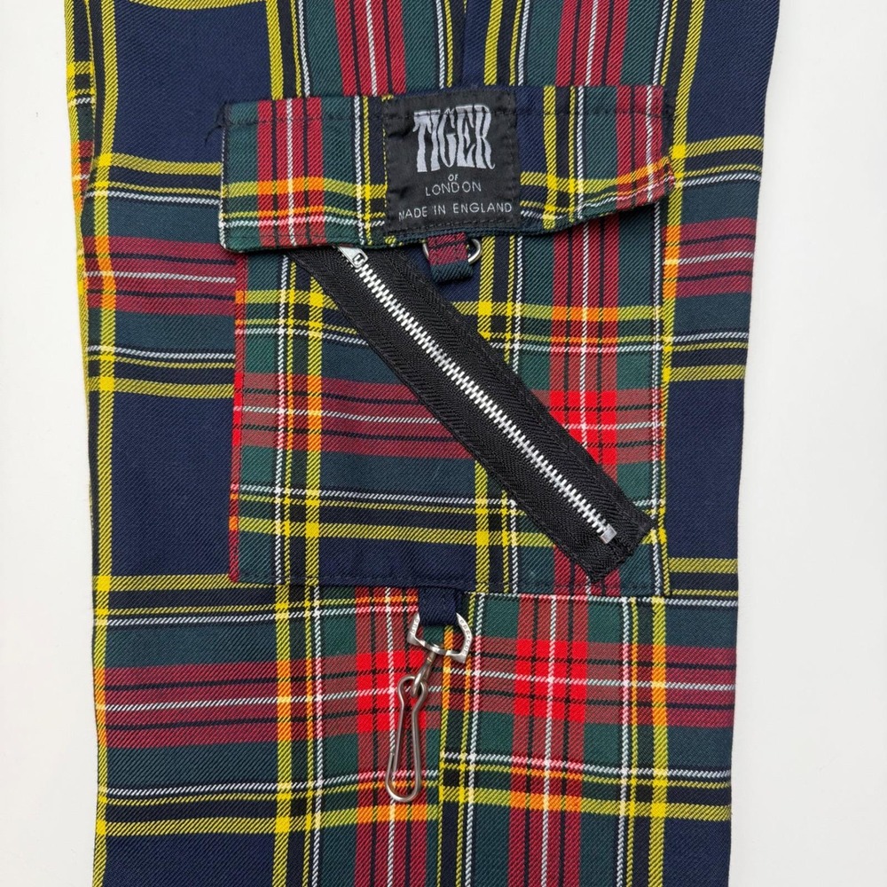 Vintage Tiger of London Plaid Cargo Pants High Waisted Bondage Punk Rock 30 - Picture 14 of 16